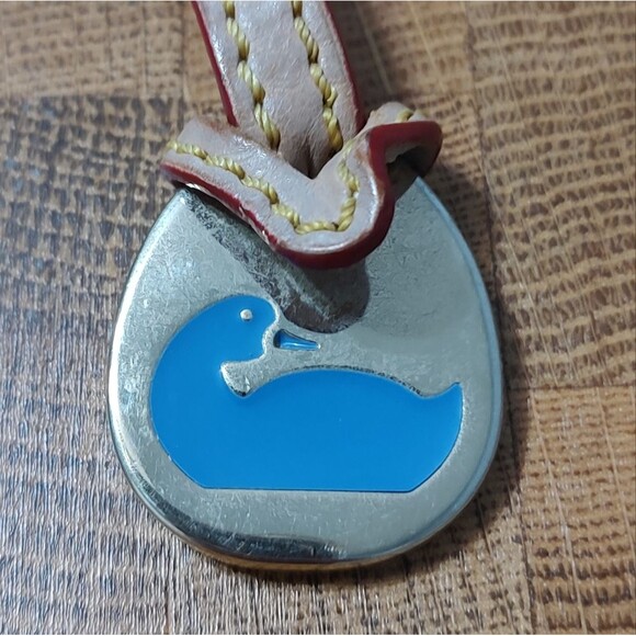 Dooney & Bourke blue duck key tag fob purse charm leather EUC - Picture 2 of 5